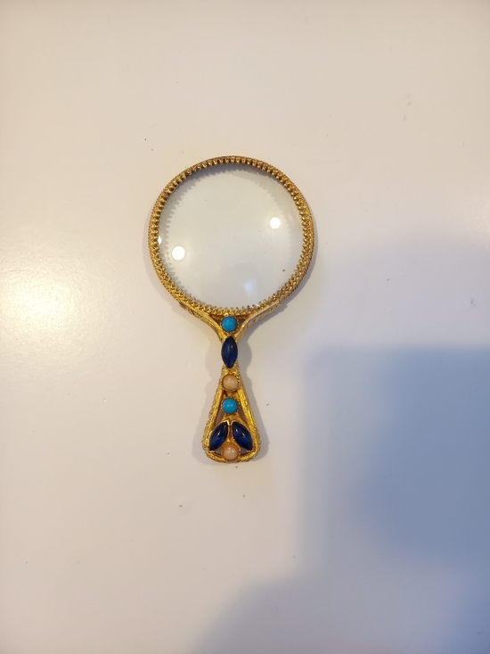 Florenza Jewelry - Vintage Signed Florenza Jeweled Hand-Held Magnifying Glass